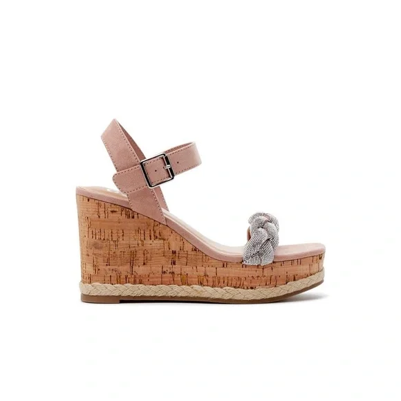 Madden NYC Blush Cream Wedge Sandals - Picture 3 of 6
